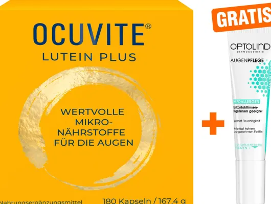 Ocuvite Lutein Plus 180 Kapseln + gratis Optolind Empflindl. Haut Augenpflege 15 ml
