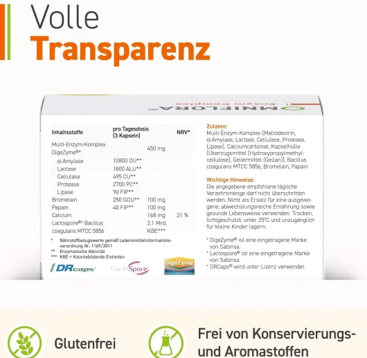 Omniflora Enzym Complex Mit Bacillus Coagulans 90 Kapseln