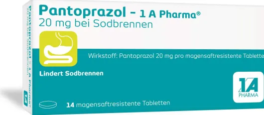 Pantoprazol 1A Pharma 20 mg 14 Tabletten bei Sodbrennen