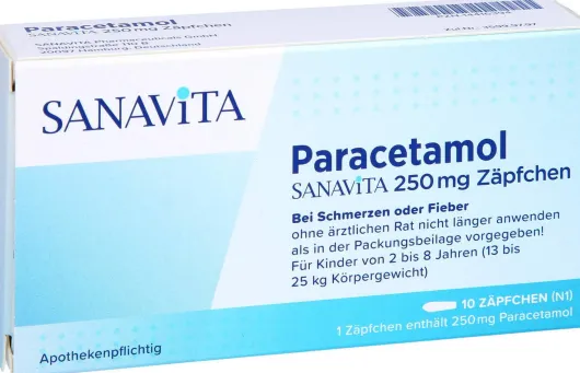 Paracetamol Sanavita 250 mg 10 Zäpfchen