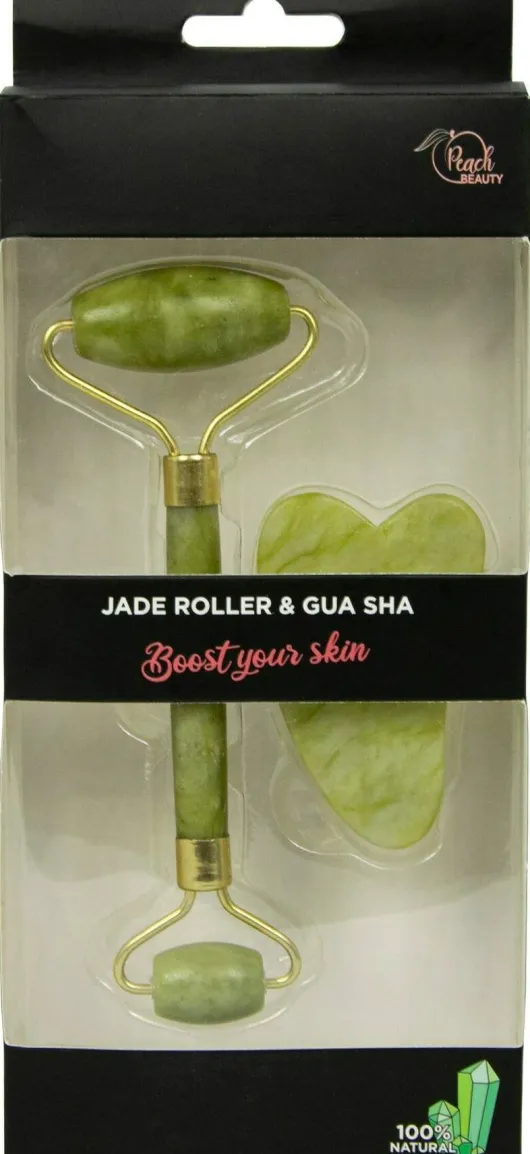 Peach Beauty Natural Jade Roller Massagegerät Set