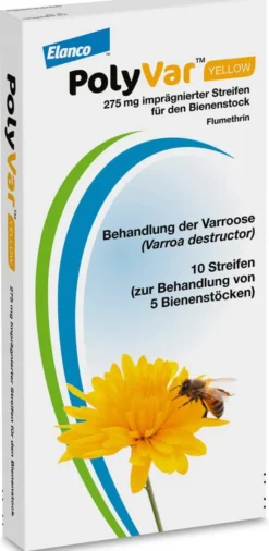 Polyvar Yellow 275 mg imprägnierter Streifen für den Bienenstock 10 Streifen