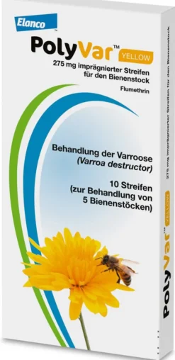 Polyvar Yellow 275 mg imprägnierter Streifen für den Bienenstock 10 Streifen