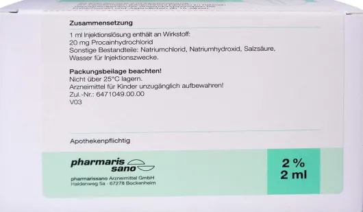 Procain Pharmarissano 2% 50 X 2 ml Ampullen