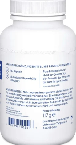 Pure Encapsulations Pankreatin Enzym Formel 180 Kapseln