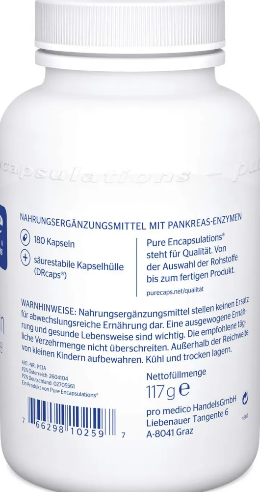 Pure Encapsulations Pankreatin Enzym Formel 180 Kapseln