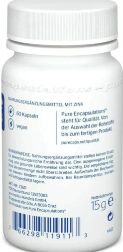 Pure Encapsulations Zink Zinkpicolinat 60 Kapseln