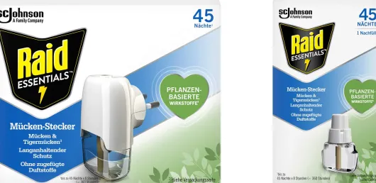 Raid Essentials Mücken-Stecker 45 Nächte Original 1 Stück + Raid Essentials Mücken-Stecker 45 Nächte Nachfüller 1 Stück