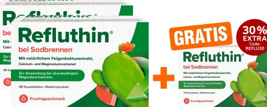 Refluthin Kautabletten Fruchtgeschmack 2 x 48 Stück + gratis 16 Kautabletten
