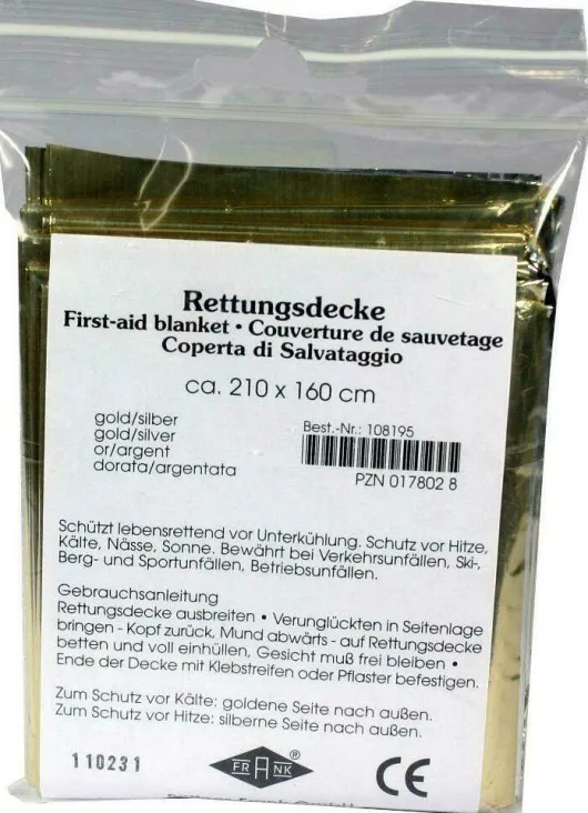 Rettungsdecke Kfz Gold,silber 160x210 cm