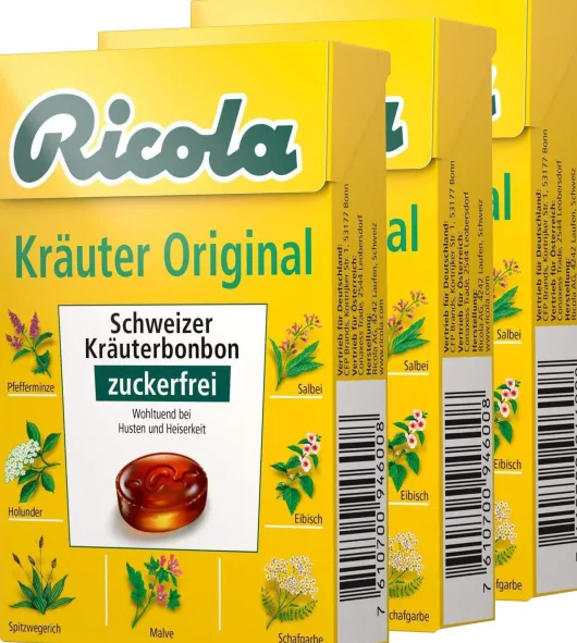 Ricola Box Kräuter zuckerfrei 3 x 50 g