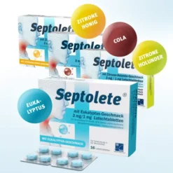 Septolete 3 mg + 1 mg 16 Lutschtabletten mit Eukalyptus-Geschmack