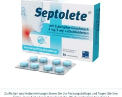 Septolete 3 mg + 1 mg 16 Lutschtabletten mit Eukalyptus-Geschmack