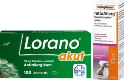 Sparset Allergie Lorano akut 100 Tabletten + Ratioallergie 10 ml Heuschnupfenspray