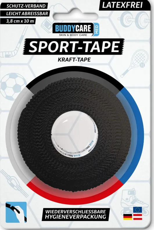 Sport Tape Buddycare Med latexfrei 3,8 cm x 10 m schwarz 1 Stück