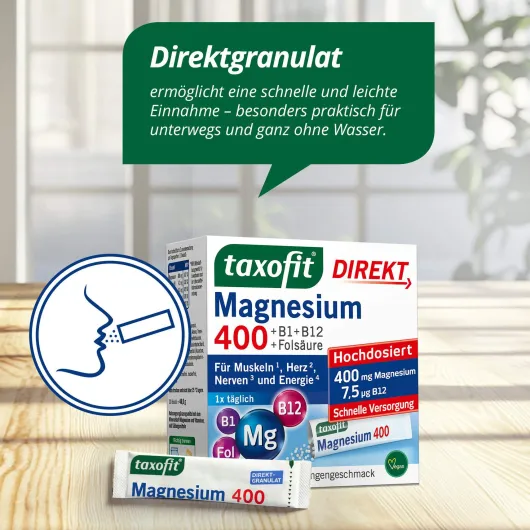 Taxofit Magnesium 400 + B1 + B6 + B12 + Folsäure 800 µg 20 Portionen