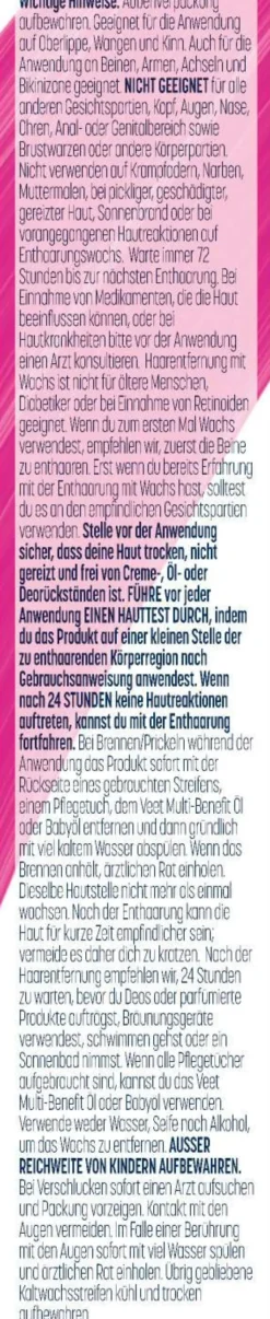 Veet Kaltwachs - Streifen Gesicht 20 Streifen
