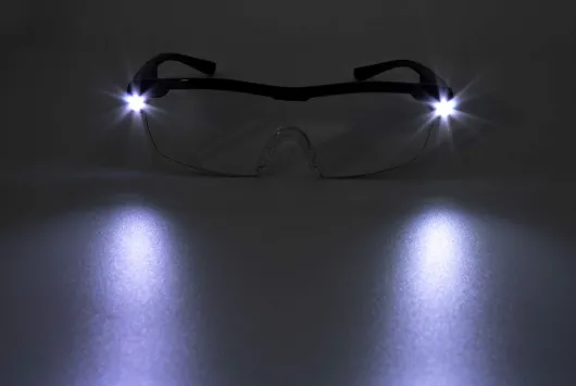 160% Vergrößerungsbrille mit 2 LED-Licht & Blaulichtfilter, schwarz,+ Gratis Brillenputztücher 10st.