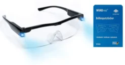 160% Vergrößerungsbrille mit 2 LED-Licht & Blaulichtfilter, schwarz,+ Gratis Brillenputztücher 10st.