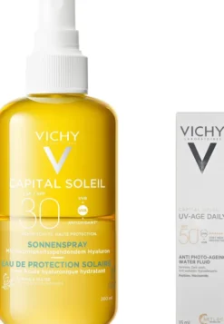Vichy Capital Soleil Sonnenspray mit Hyaluron LSF30 200 ml + gratis Vichy Capital Soleil UV-Age Daily LSF 50+ 15 ml