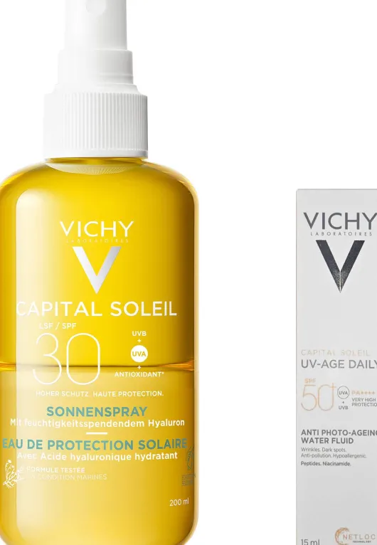Vichy Capital Soleil Sonnenspray mit Hyaluron LSF30 200 ml + gratis Vichy Capital Soleil UV-Age Daily LSF 50+ 15 ml