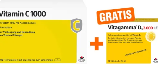 Vitamin C 1000 100 Filmtabletten + gratis Vitagamma D3 2.000 I.E. 10 Tabletten