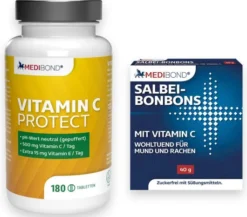 Vitamin C Protect Medibond 180 Tabletten + gratis Salbei Bonbons zuckerfrei Medibond 40 g