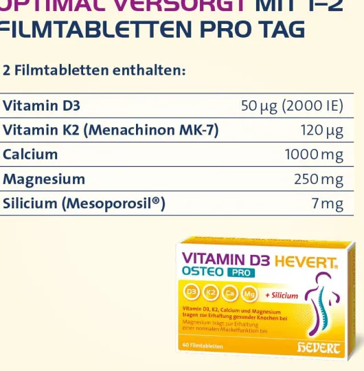Vitamin D3 Hevert Osteo Pro 60 Filmtabletten