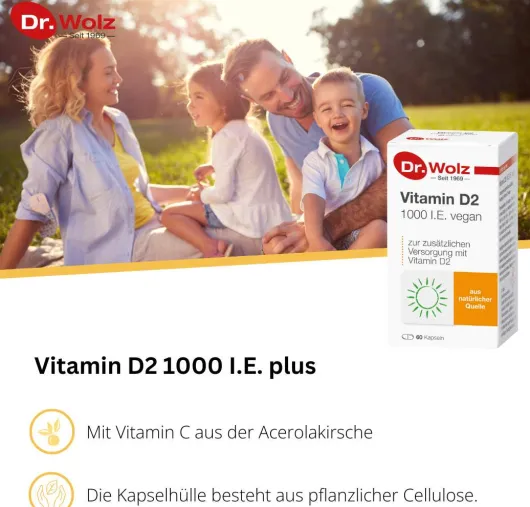 Vitamin D2 1000 I.E. Vegan 60 Kapseln