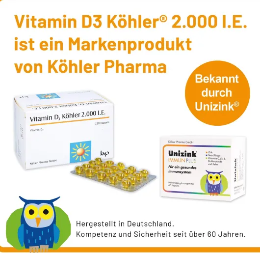 Vitamin D3 Köhler 2000 I.E 120 Kapseln