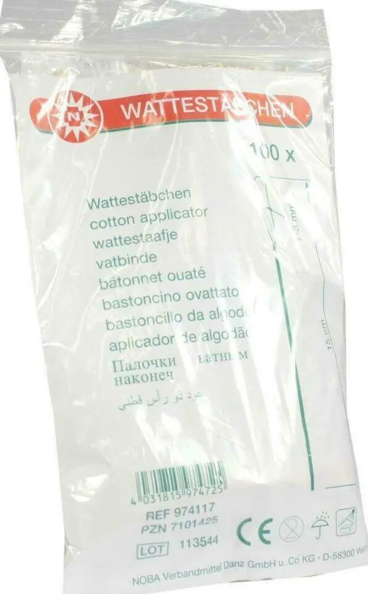 Wattestäbchen Holz 15 cm Mittlerer Kopf