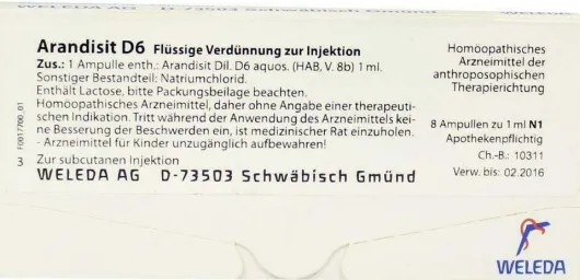 Weleda Arandisit D 6 8 X 1 ml Ampullen