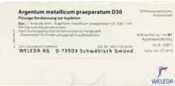 Weleda Argentum Metallicum Praeparatum D 30 8 Ampullen