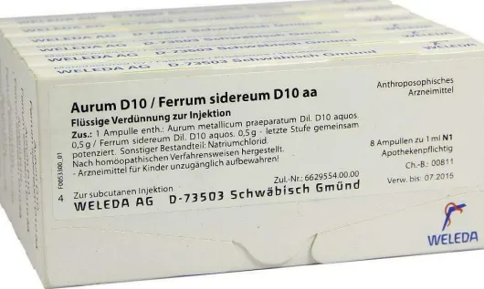 Weleda Aurum D10 Ferrum Sidereum D10 Aa 48 X 1 ml Ampullen