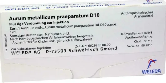 Weleda Aurum Metallicum Praeparatum D10 8 Ampullen