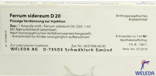 Weleda Ferrum Sidereum D20 8 X 1 ml Ampullen