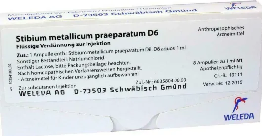 Weleda Stibium Metallicum Praeparatum D6 8 X 1 ml
