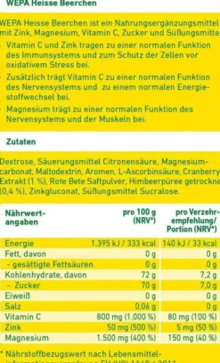 WEPA Heisse Beerchen + Vitamin C + Zink + Magnesium 10 X 10 G...