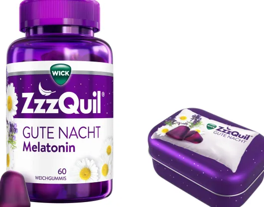 Wick ZzzQuil Gute Nacht 60 Weichgummis + gratis Wick ZzzQuil Reise-Dose 1 Stück