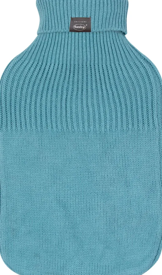 Wärmflasche mit Rollkragen-Strickbezug, Stone Blue 1 Stück