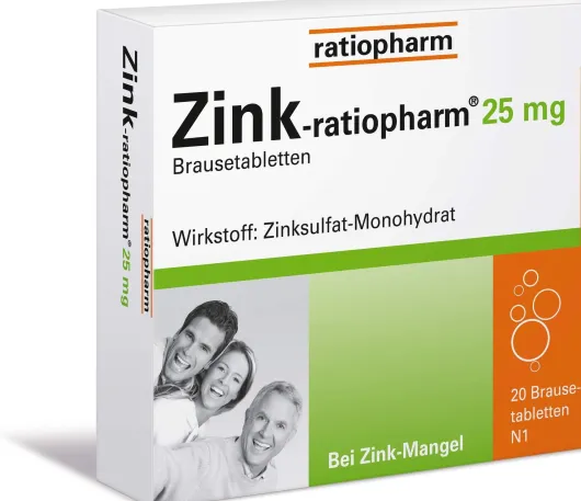 Zink-ratiopharm 25 mg 20 Brausetabletten